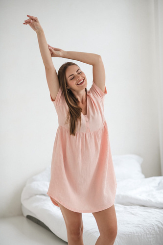 Муселинена нощница за бременни и кърмачки Aurora Milk&Love сьомга