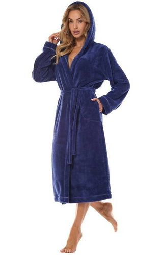 2412 Night Дамски дълъг халат L&L - синьо