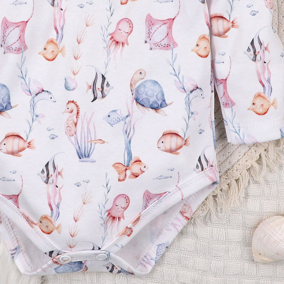 ABN-5475 Бебешко боди Underwater World Nini – органичен памук, дълъг ръкав