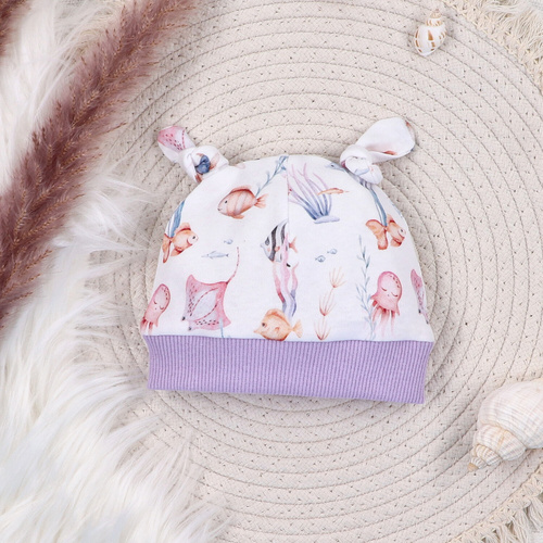 ABN-5490 Бебешка шапка Underwater World Nini – органичен памук, мека, ефирна