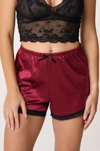 Къси сатенени пижамени шорти Babell Night Whisper в бордо