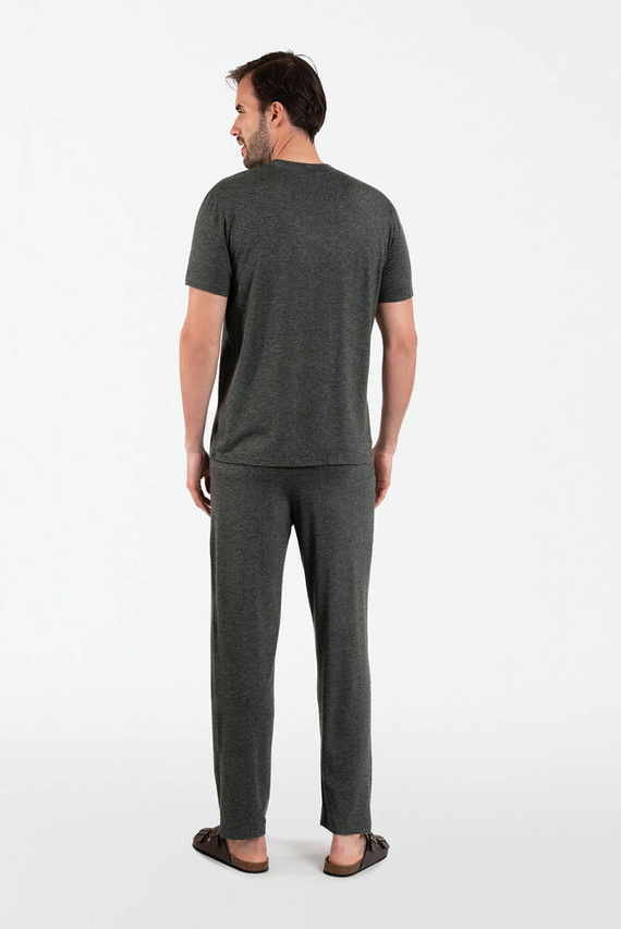 Akord Мъжка пижама с къс ръкав и дълъг панталон Италианска мода - c.меланж