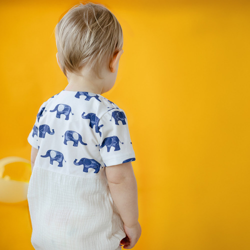 Elephant Rampers baby muslin Eevi - екрю