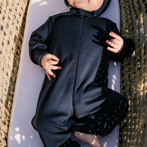 Бебешки гащеризон от мериносова вълна Eevi – тъмносин, 100% мериносова вълна, двупосочен цип