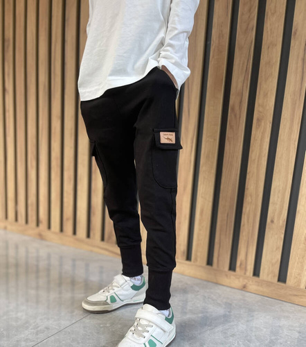 KAR-0042/CZA Черен карго спортен панталон за момче Lagarto Verde