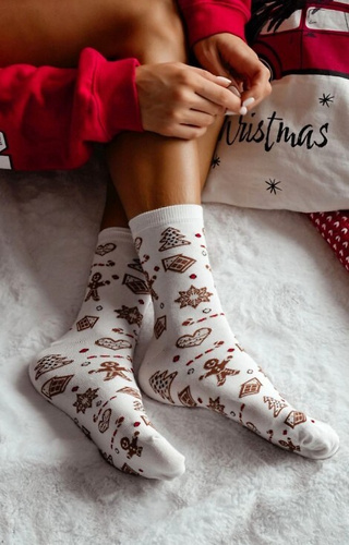 1283-038 Дамски чорапи с меденки Милена, тъмен меланж - празнични, цветни, памучни