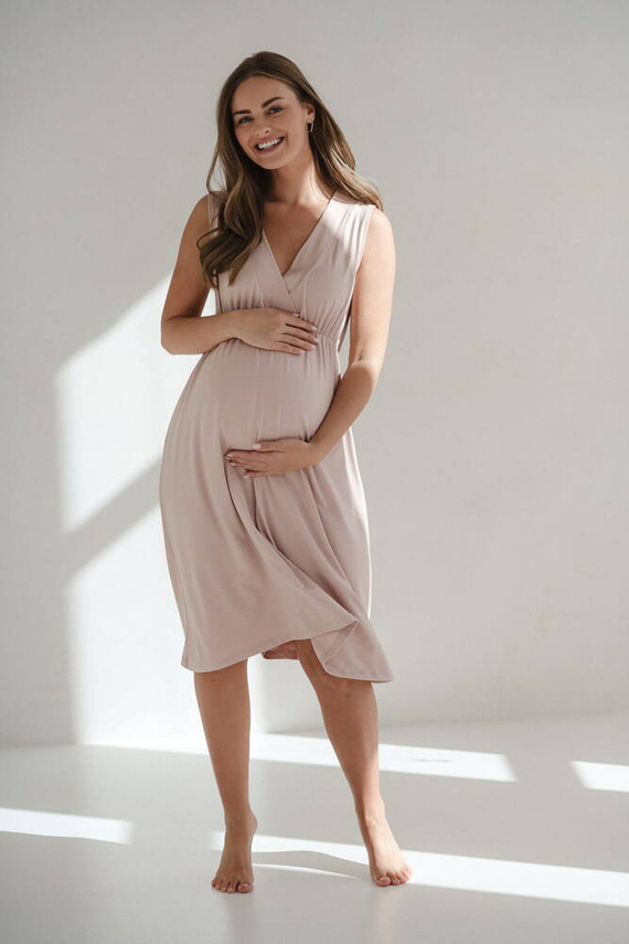 Нощница за бременни и кърмачки Star Light от бамбук Milk&Love, пудрово розово