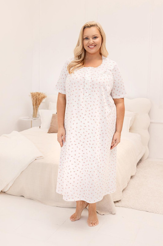 Нощна риза 019 Regina – дълга, бавовнена, с деколте на копчета | Елегантност и комфорт