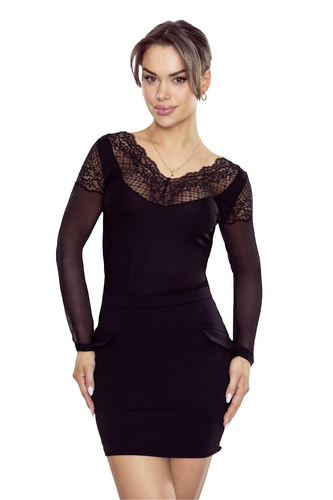 Дамска блуза Eldar Manami, черна - вискоза, дълъг ръкав, елегантна