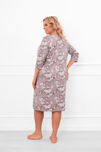 Дамска нощница Oshima от памук с 3/4 ръкав и флорален десен Италианска мода