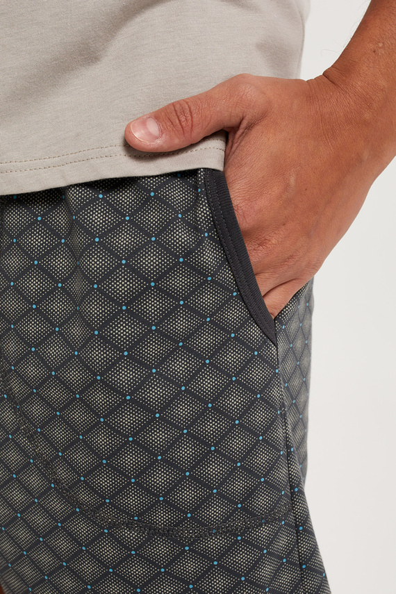 Abel Мъжка пижама с къс ръкав, къси панталони Италианска мода - бежово/принт