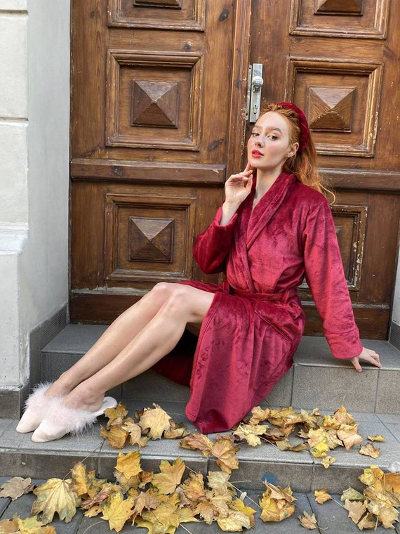 628 Abigail Дълъг дамски халат Forex - бордо