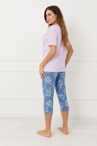 Дамска пижама ERULA Italian Fashion памук къс ръкав панталон 3/4