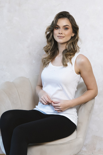 Debi Дамска тениска с широки презрамки Италианска мода - бяла