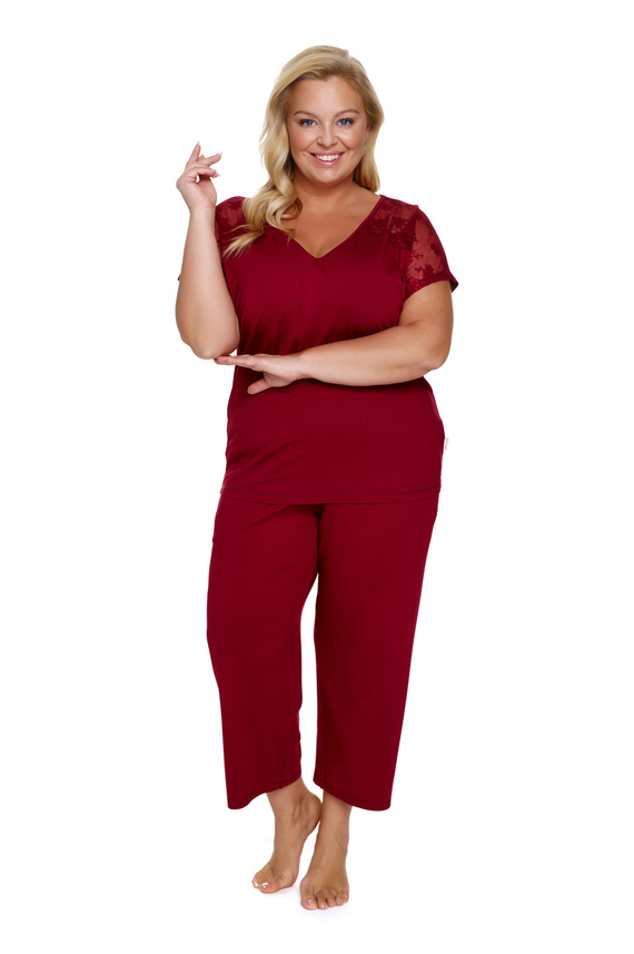 7259 Дамска пижама Plus Size Doctor Nap - бордо червена