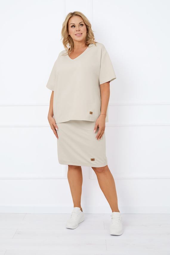 Caro Блуза с къс ръкав Италианска мода - бежово