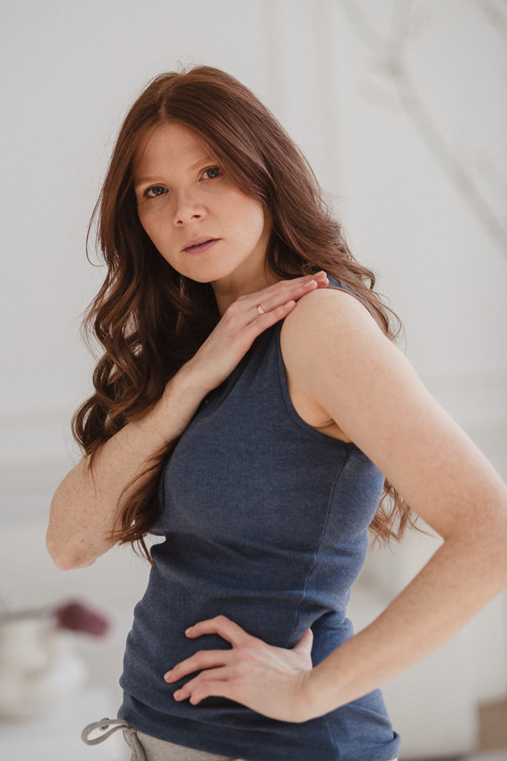 Тениска за бременни и кърмачки Milk&Love jeans със сини райета с презрамки