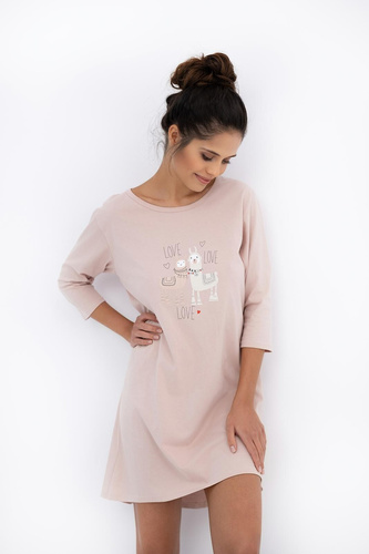 Дамска нощница Sensis с лама – 100% памук, щампа с лама