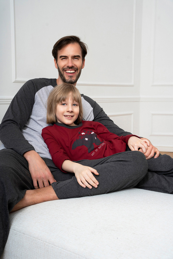 Morten Пижама за момчета Италианска мода burgundy/c.меланж