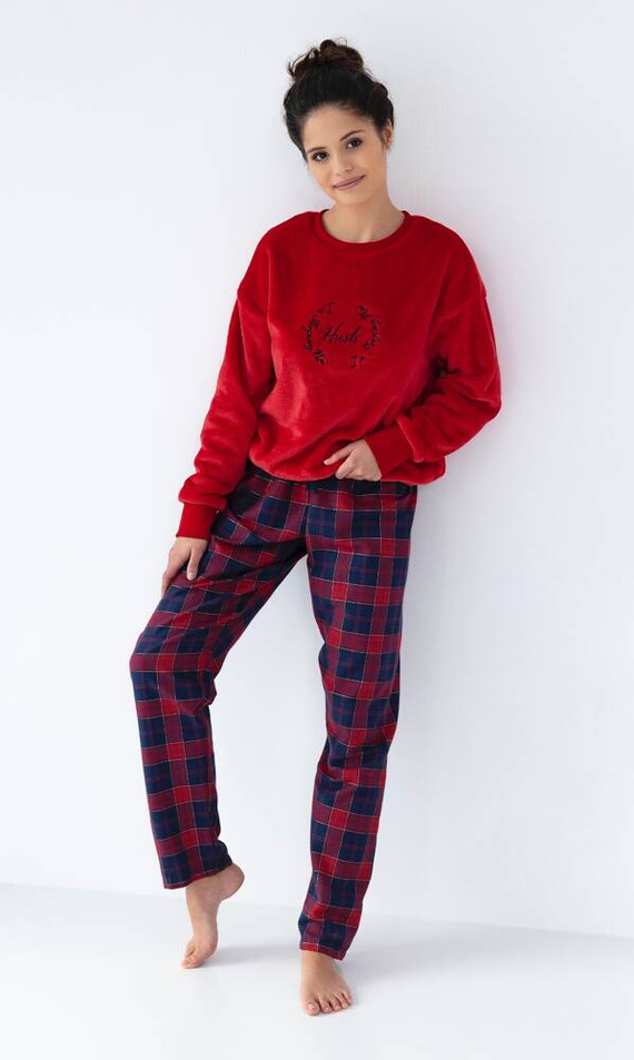 Дамска пижама Cordelia Sensis - тъмносиньо-червена