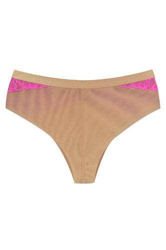 Mediolano Crazy Pink 19249 Дамски бразилиани от дантела в бежово и розово