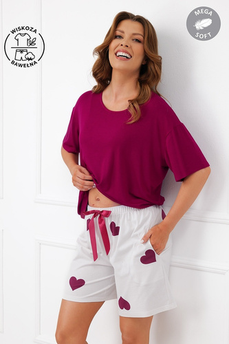 Italian Fashion Kioga Дамска пижама от вискоза Mega Soft, шорти със сърца