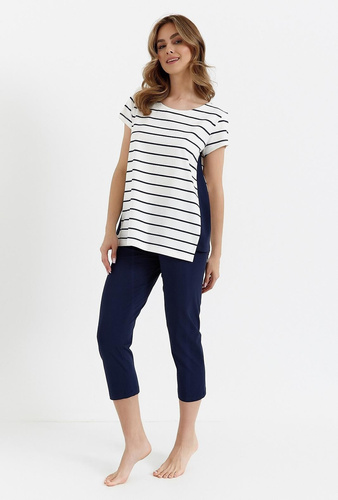 448 Дамска пижама Cana - екрю - морско синьо