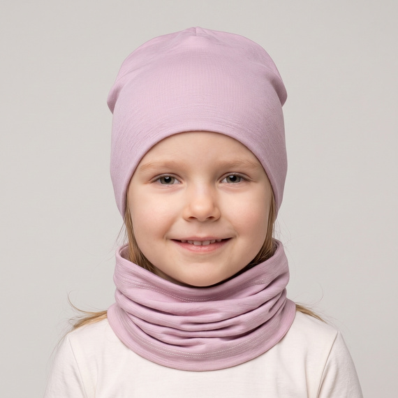 229100 Nicol Шапка Merino 100% вълна детска двуслойна - пудрово розово