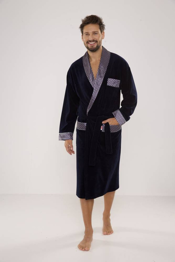 773 Мъжки форекс халат за баня Bonjour - тъмносин