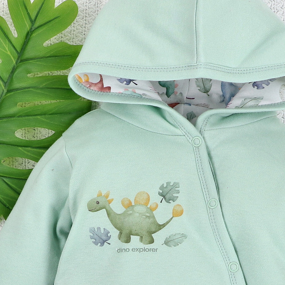 ABN-5578 Dino Explorer Изолиран бебешки гащеризон, изработен от органичен памук от Nini – екологичен и безопасен