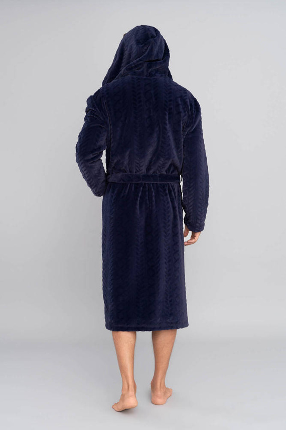 Zygmunt Мъжки халат за баня с качулка Италианска мода - тъмносин 