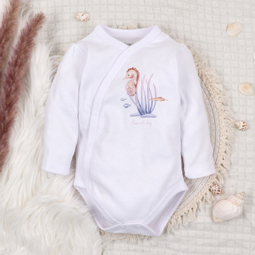 ABN-5472 Боди с дълги ръкави Underwater World Nini бяло – органичен памук, за бебета