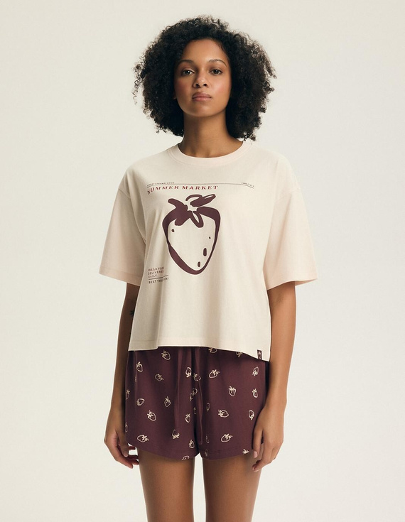 Дамска пижама Henderson Evika 44474 – памук, ягоди, шорти