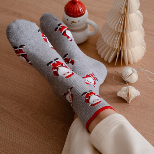 Арт.136 Мъжки коледни чорапи Steven меланж сиво 166 – Коледни десени, памук