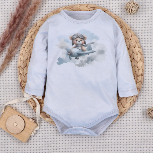 NINI ABN-5746/JSZ боди за бебе 100% бамбук Baby Bear Pilot с копчета