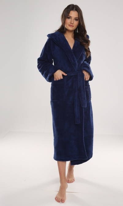 807 Дълъг дамски халат Luna II Forex - морско синьо