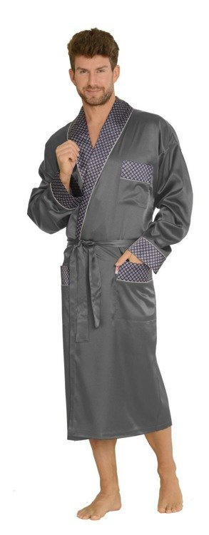 940 Forex мъжки сатенен халат за баня - сив