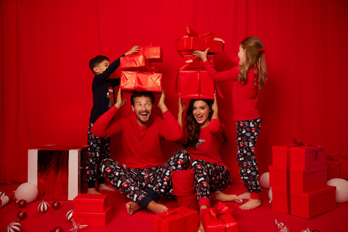 Rojas Мъжка пижама с дълъг ръкав, дълъг панталон Италианска мода - червено/принт 