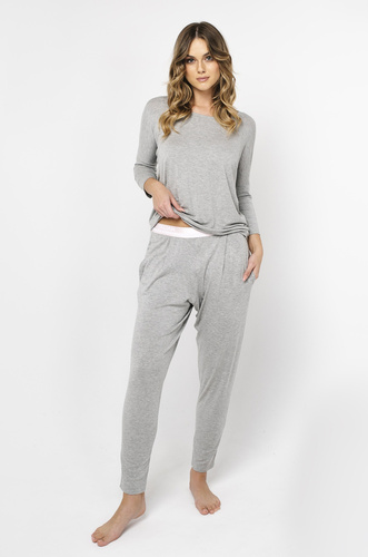 Стил Дамски комплект с 3/4 ръкав, дължина.италианска мода меланж панталони 