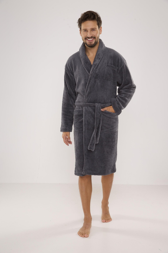 811 Мъжки плюшен халат за баня De Lafense - сив