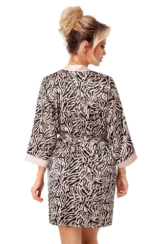 Бежов халат Sheila Donna - сатен, елегантен дамски халат с колан