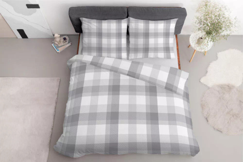 5040 A Detexpol сиво карирано спално бельо от микрофибър