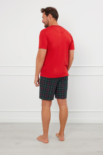 Fogo Мъжка пижама с къс ръкав, къси панталони Италианска мода - червено/принт 