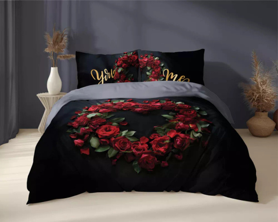 5287 A Холандско памучно спално бельо Ти и Аз Ти и Аз Detexpol черно