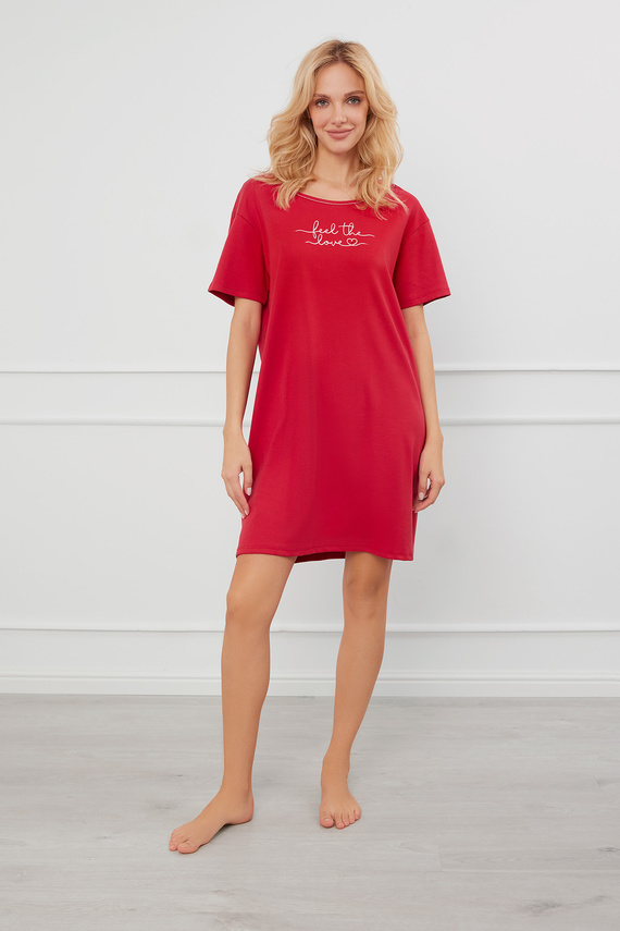 Нощница с къс ръкав Evora Италианска мода - червена 