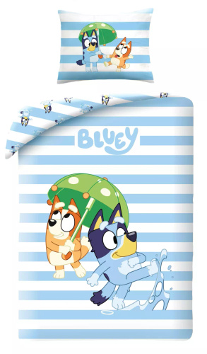 Памучно спално бельо Halantex Bluey 140x200 двулицево 70x90 синьо