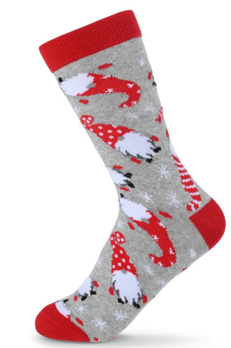 SKCH01 Коледни чорапи Be Snazzy, светлосиви 1 – памучни, с шарки, плоски шевове