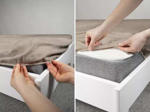 Микросатенен чаршаф с ластик Poly Detexpol гладък и удобен taupe 