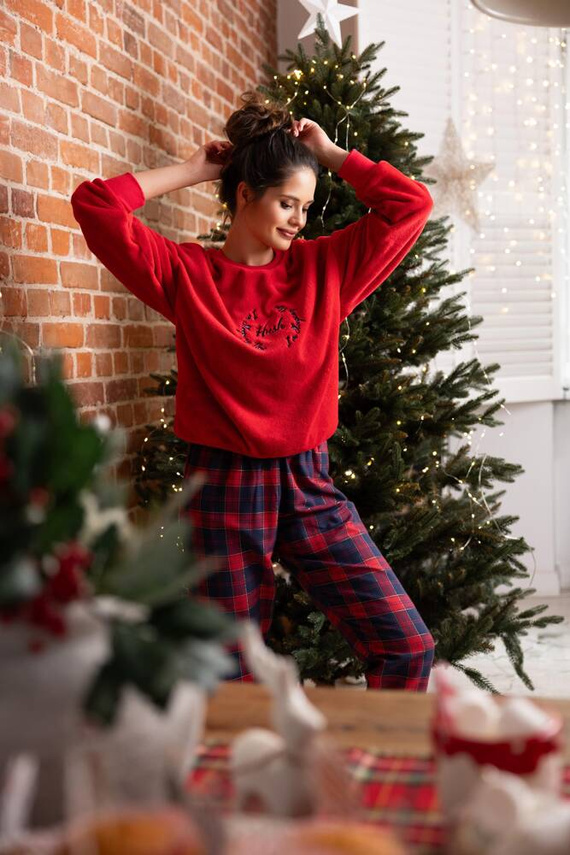 Дамска пижама Cordelia Sensis - тъмносиньо-червена