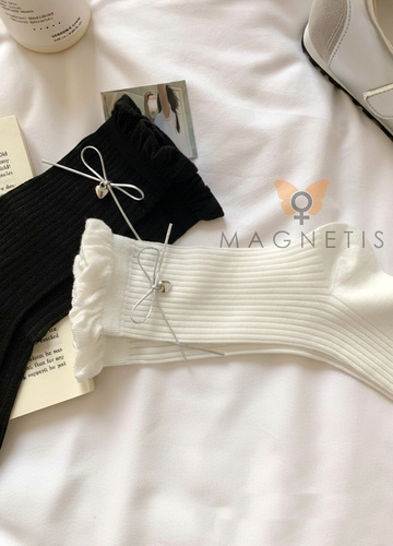 Дамски чорапи Magnetis CC-251103 памук рипс бантик комфорт white